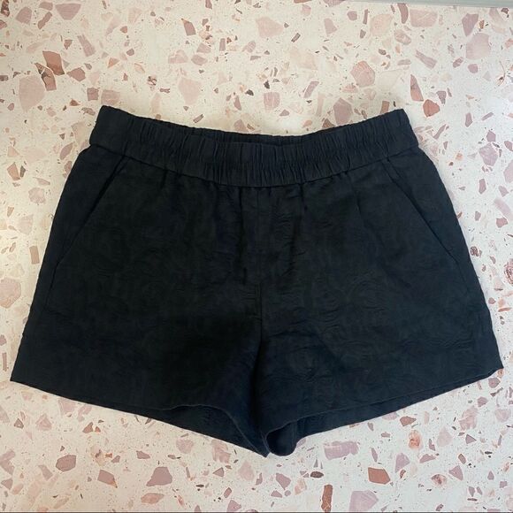J. CREW Black Jacquard Boardwalk Pull-on 3" shorts - Picture 1 of 8